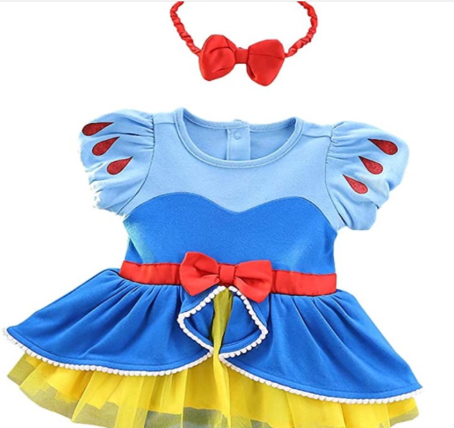 Lito Angels Ragazzine Principessa Bianco Come la Neve Fascia La Cenerentola Sirenetta Tutina Costumes Bambina Pagliaccetti con Archetto