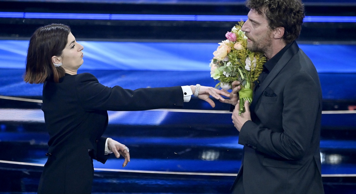 Sanremo 2022 Maurizio Lastrico and Maria Chiara Giannetta