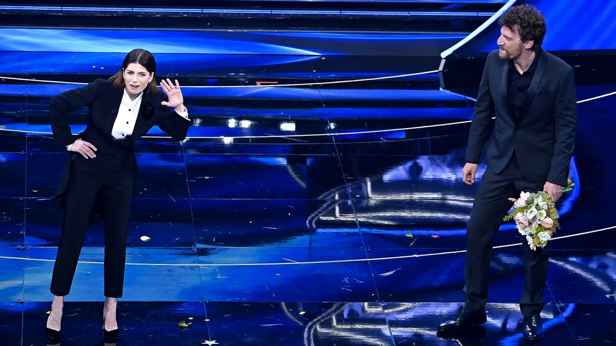 Sanremo 2022 Maurizio Lastrico e Maria Chiara Giannetta