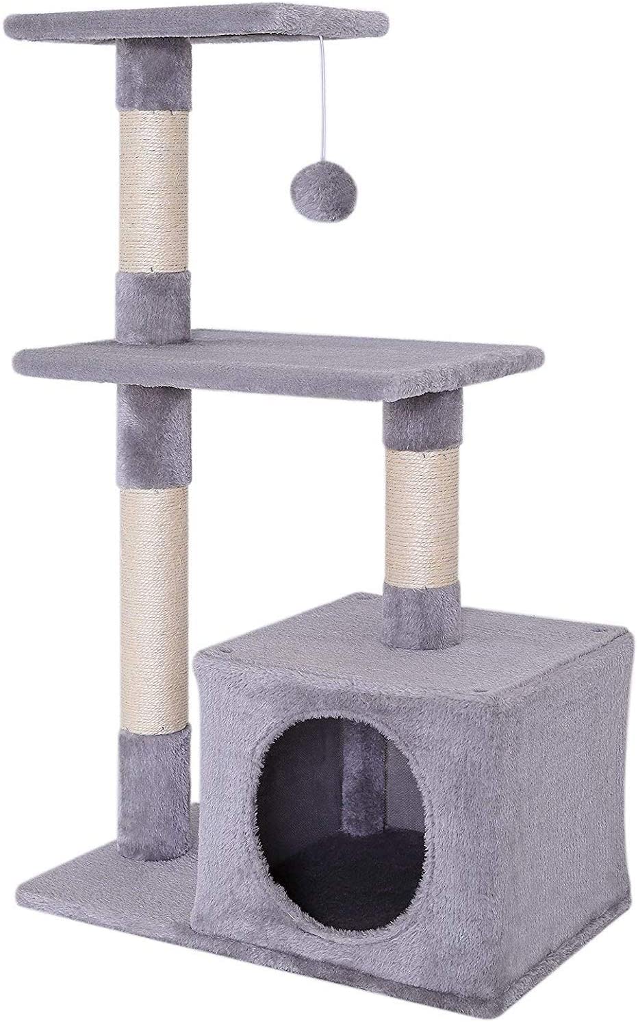 lionto Cat scratching post tree cat scratching post toy cats Height 85 cm Light gray - Copy