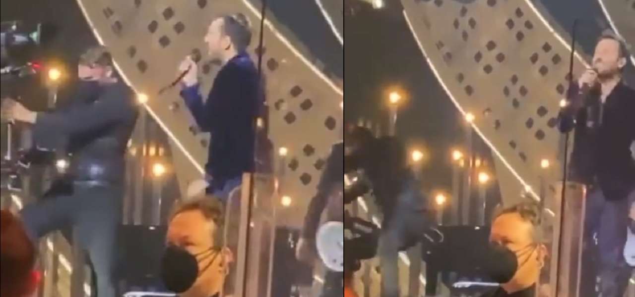 Sanremo 2022, cameraman cade in diretta tv mentre Cesare Cremonini si esibisce come super ospite