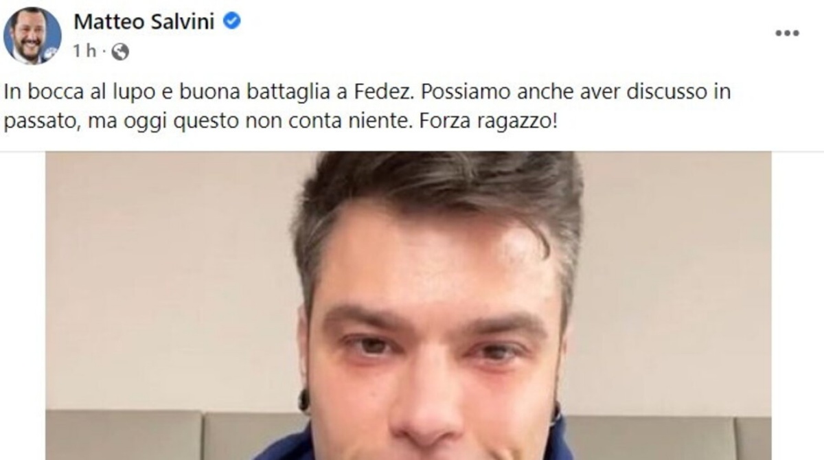 La solidarietà di Matteo Salvini per Fedez