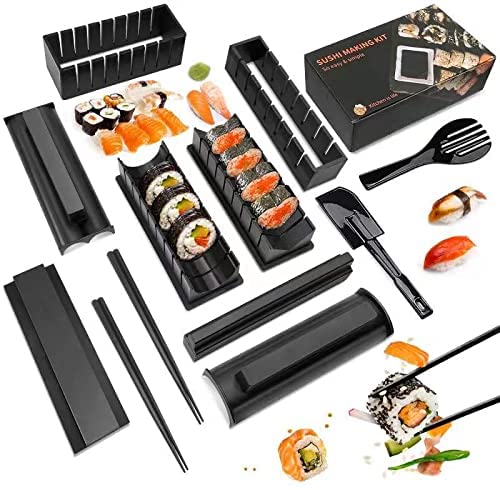 Mlryh - Set di 12 stampi per sushi, in plastica di alta qualità, per sushi, per sushi, per principianti e principianti