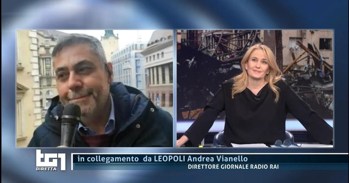 Monica Maggioni si commuove in diretta in collegamento dall’Ucraina con Andrea Vianello