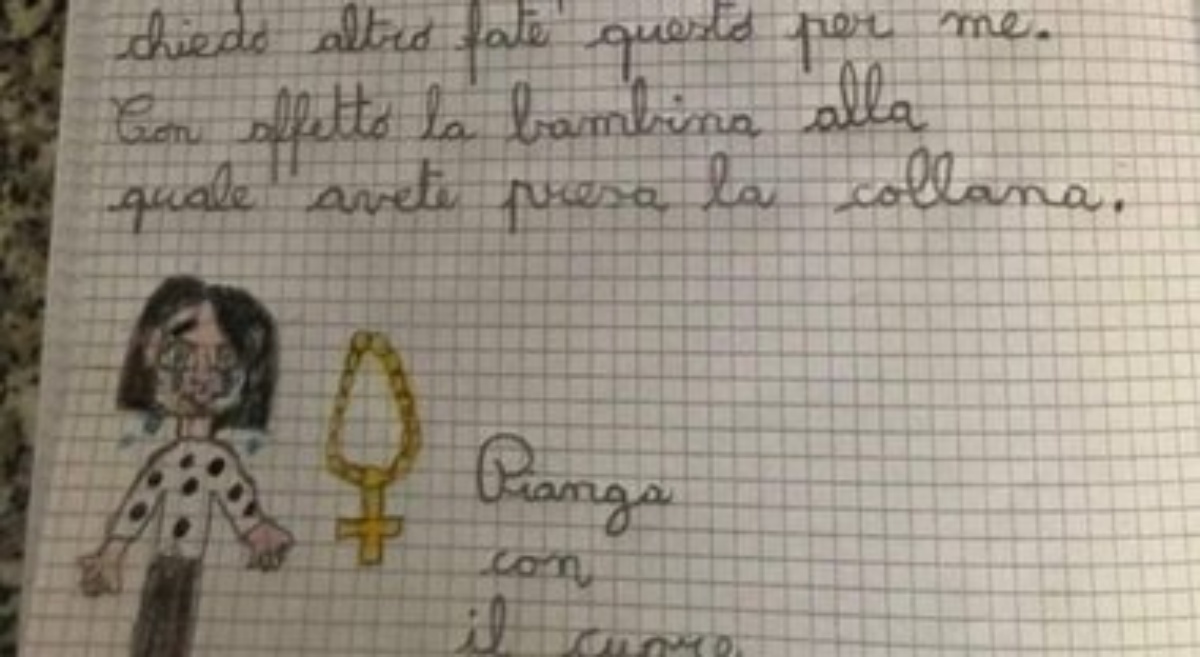 La commovente lettera della piccola Gaia ai ladri: “Vi prego, ridatemi la catenina del mio papà”