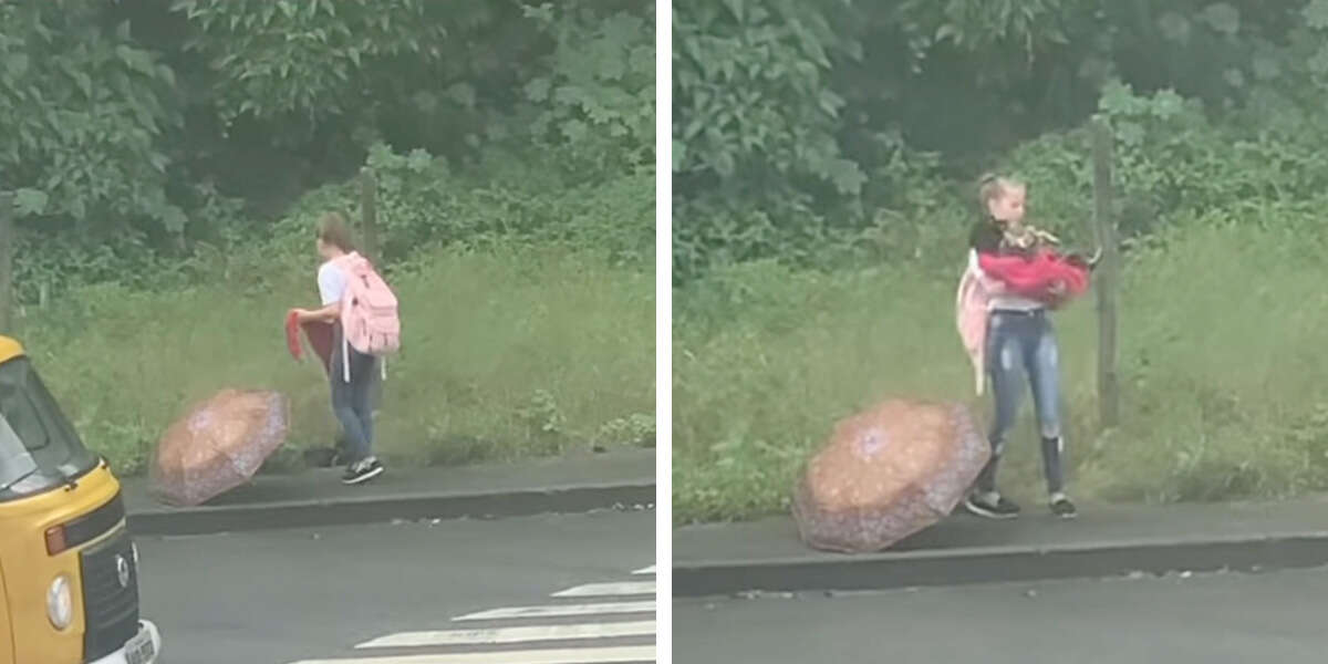 Cane randagio salvato da un'adolescente