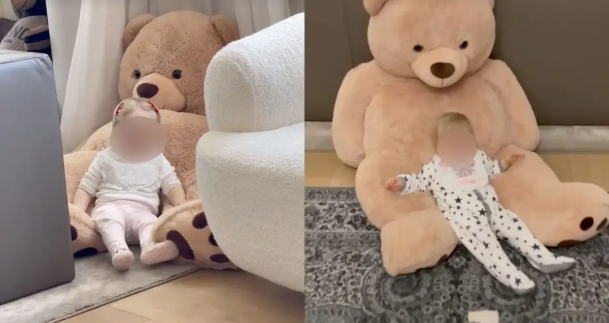 Baby Vittoria e il suo giocattolo preferito: quanto costa il gigante orso di peluche?