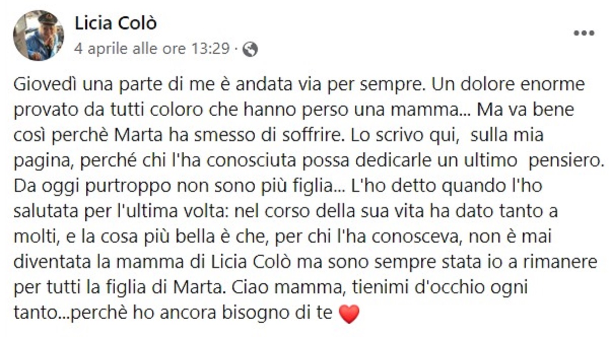 licia colo lutto