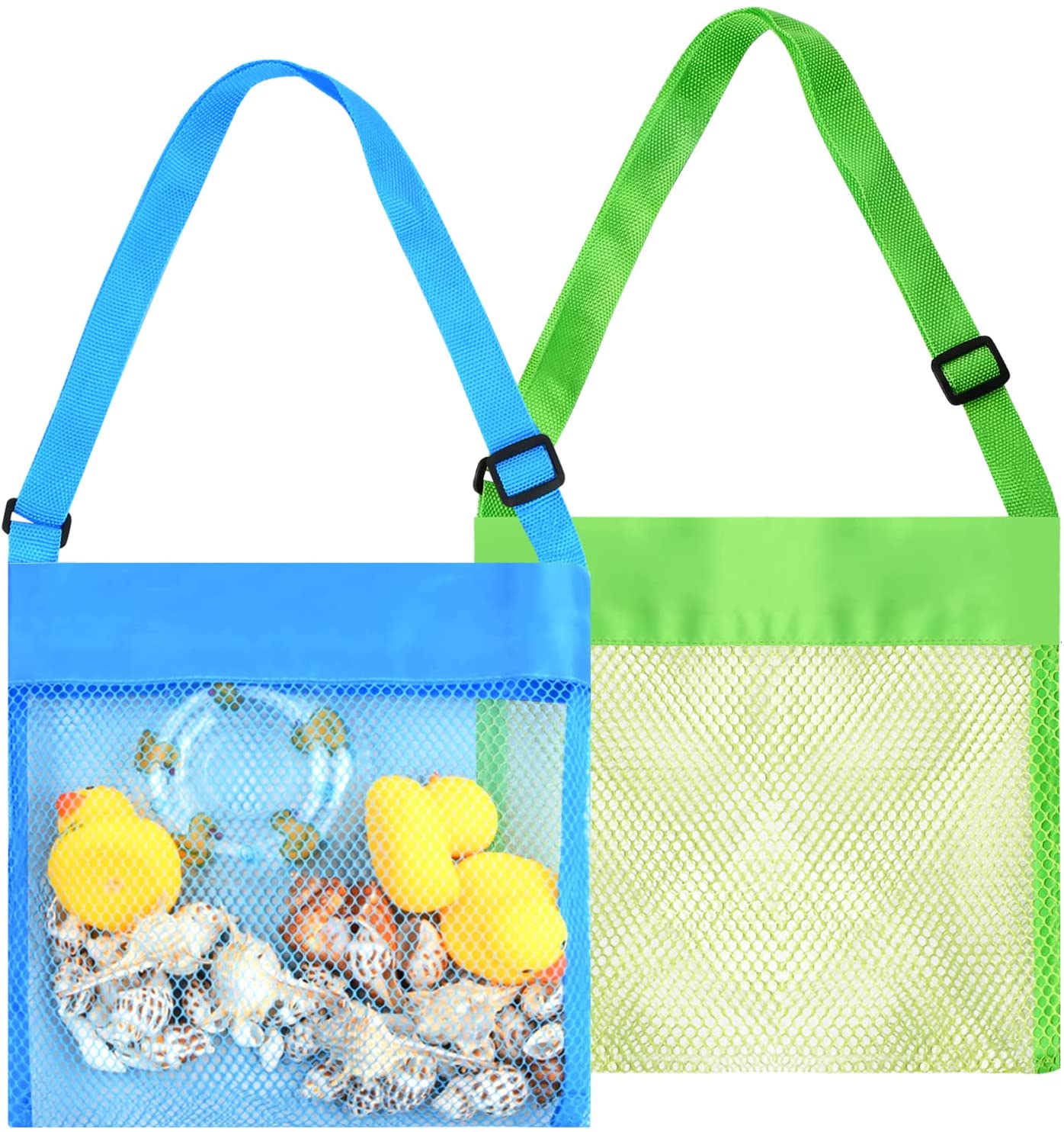 Jinlaili 2PCS Borsa a Rete per Giocattoli da Spiaggia per Bambini, Borsa per Raccolta di Conchiglie, Borsa da Spiaggia per Bambini, Borsa da Spiaggia in Rete Colorata - Progettato per Bambino