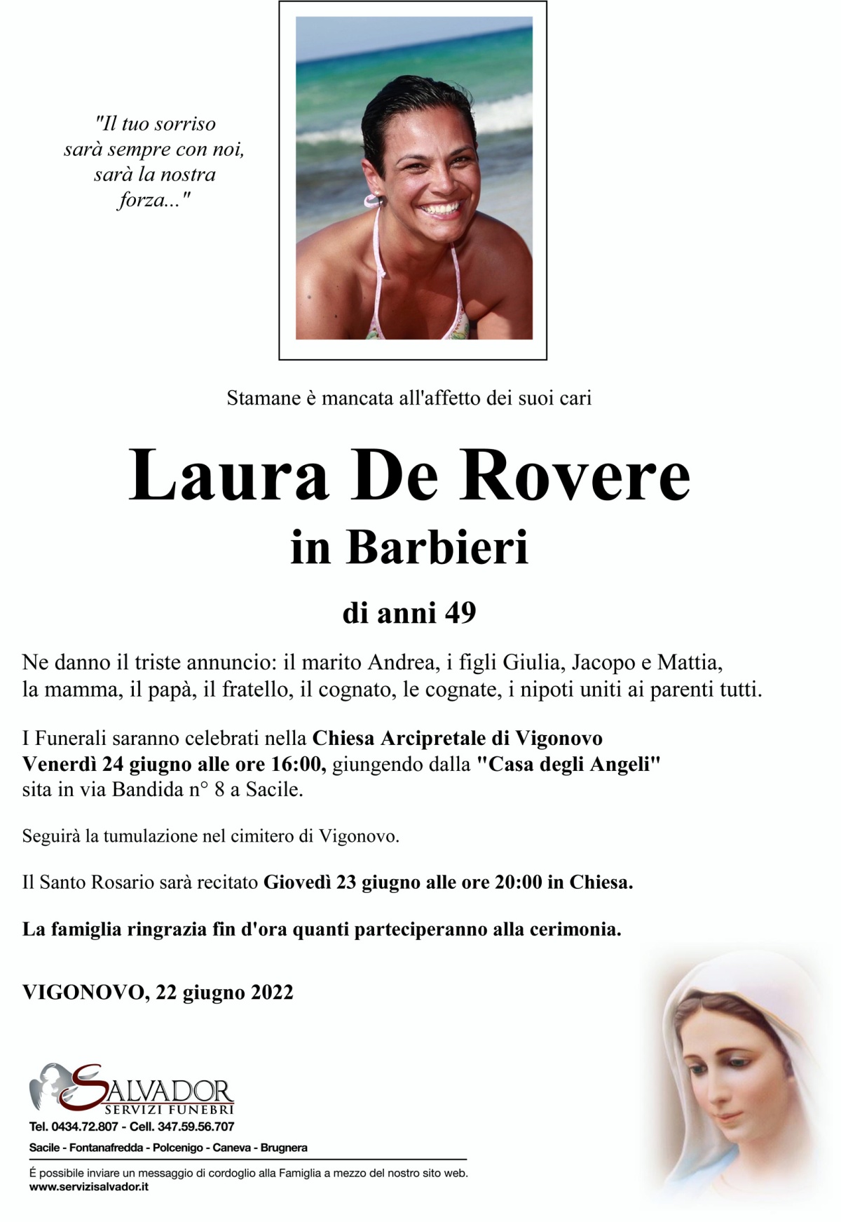 morta a 50 anni Laura De Rovere