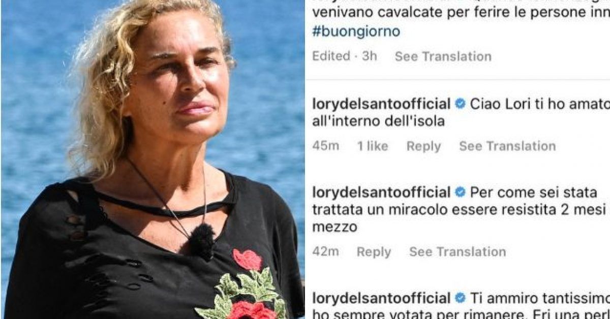 Lory Del Santo torna sui social e pubblica un commento offensivo di un fan contro Blasi e Luxuria