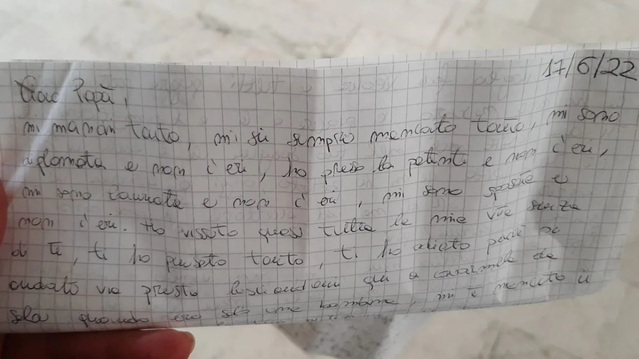 Cimitero di Marcianise lettera figlia padre 