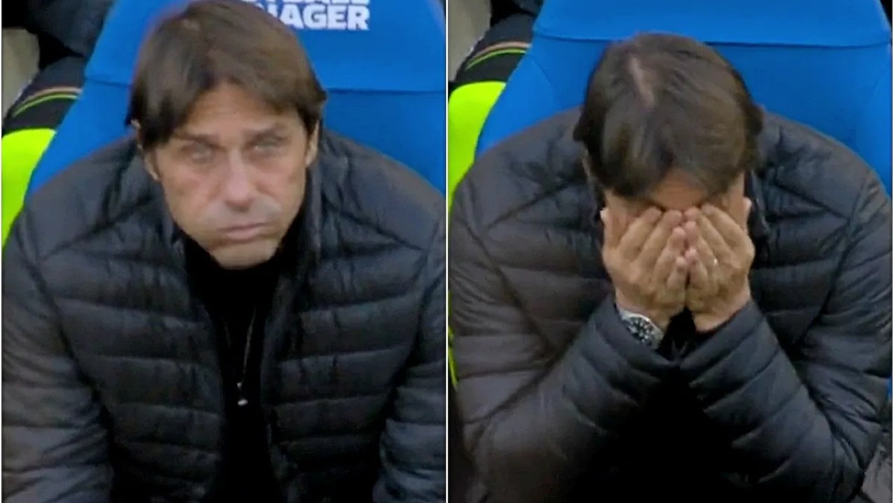 Antonio Conte devastato durante il minuto di silenzio per Ventrone