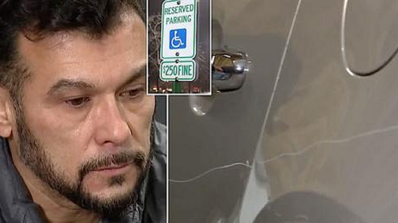 auto di un uomo nel parcheggio dei disabili