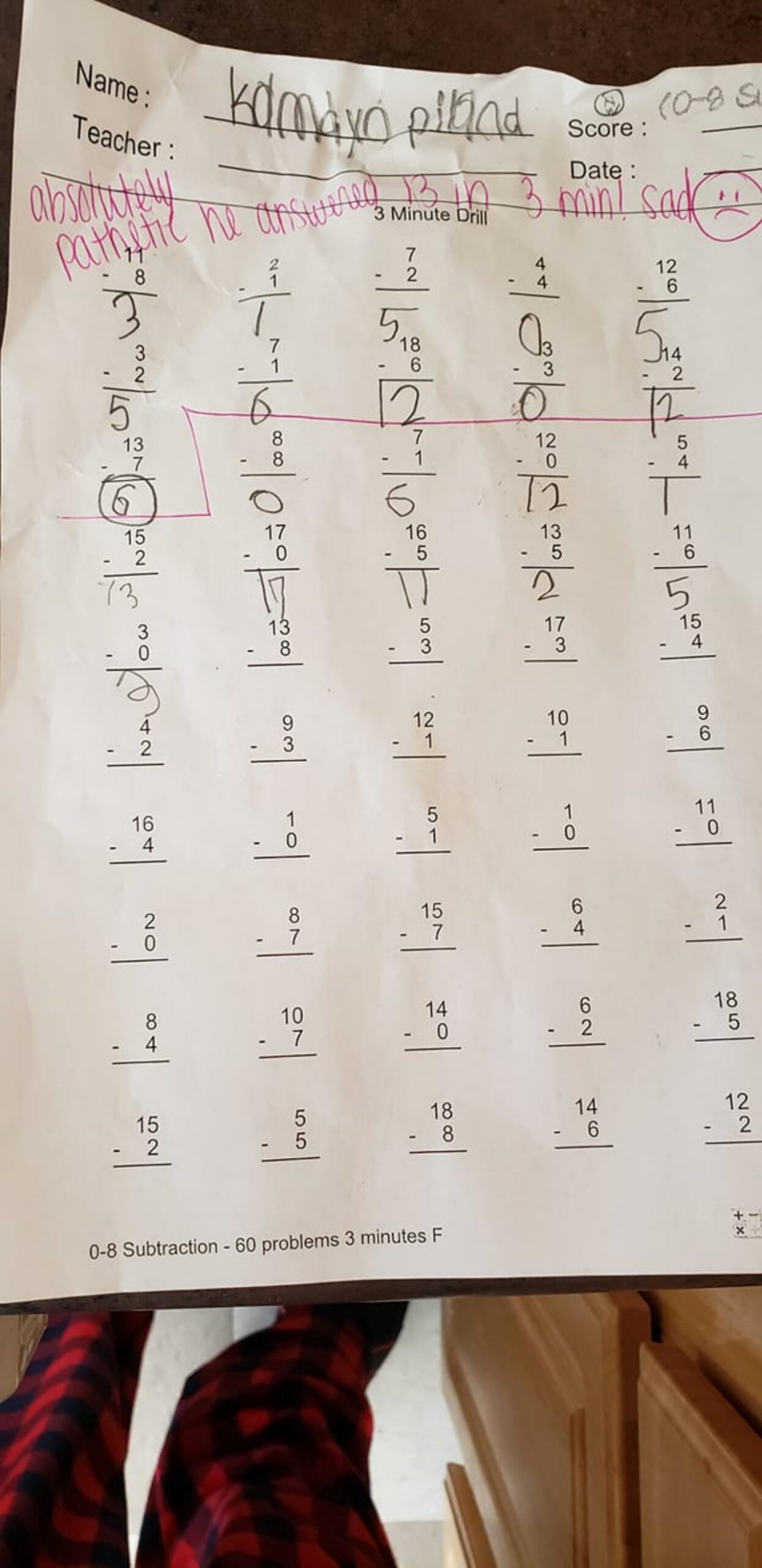 insegnante commenta compito di matematica