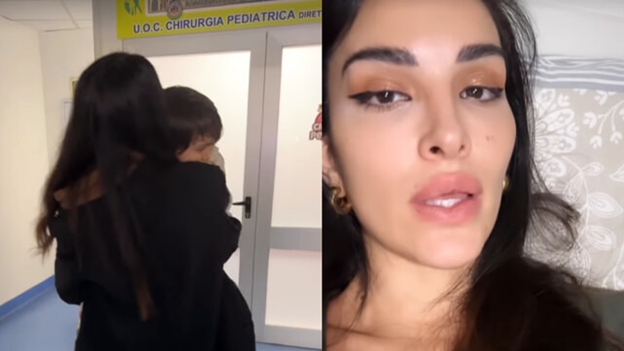 Rosa Perrotta in ospedale con il figlio