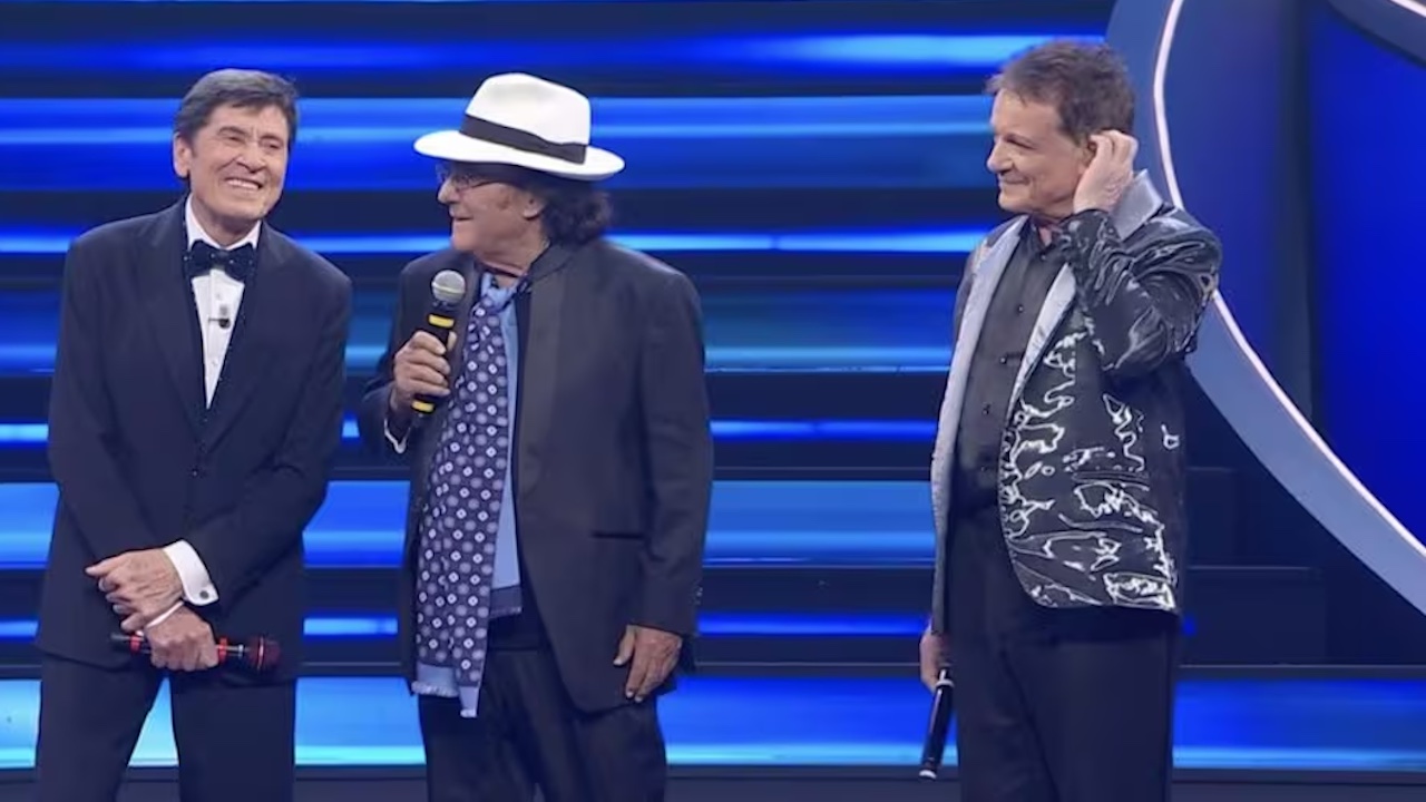 Albano Carrisi Gianni Morandi and Massimo Ranieri at the Sanremo Festival