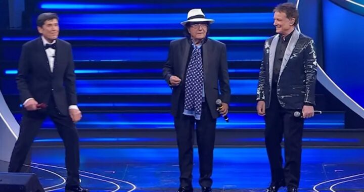 Al Bano Carrisi a Sanremo 2023 con Gianni Morandi e Massimo Ranieri