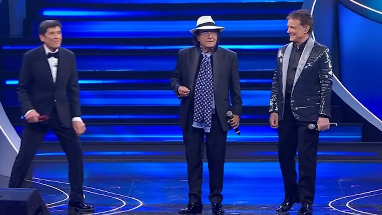 Al Bano Carrisi a Sanremo 2023 con Gianni Morandi e Massimo Ranieri