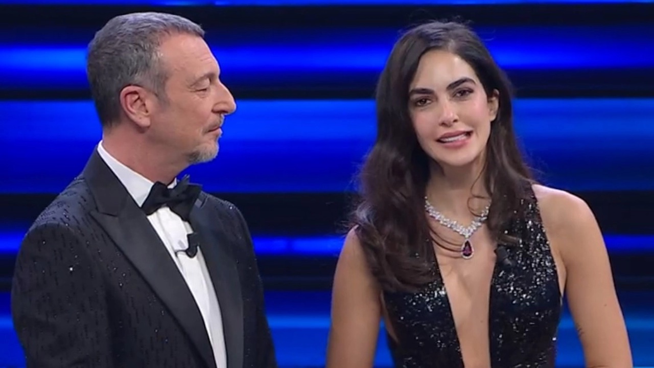 Amadeus e Rocio Munoz Morales a Sanremo