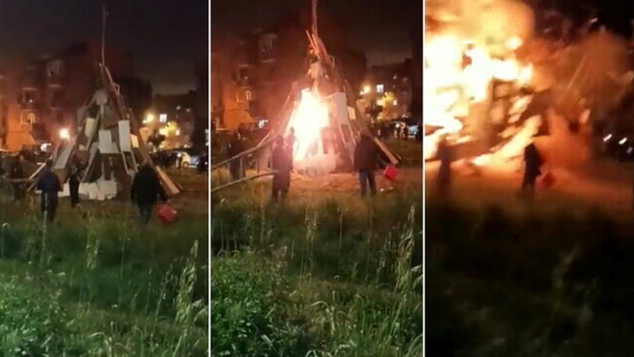 Falò non autorizzato in strada a Taranto