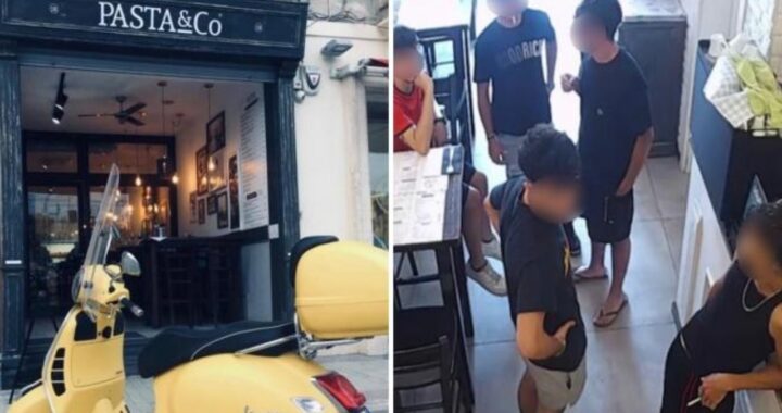 Padre riconosce figlio foto segnaletica ristorante Malta
