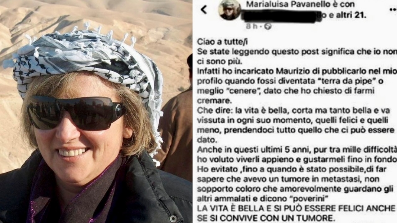 ultimo messaggio Marialuisa Pavanello