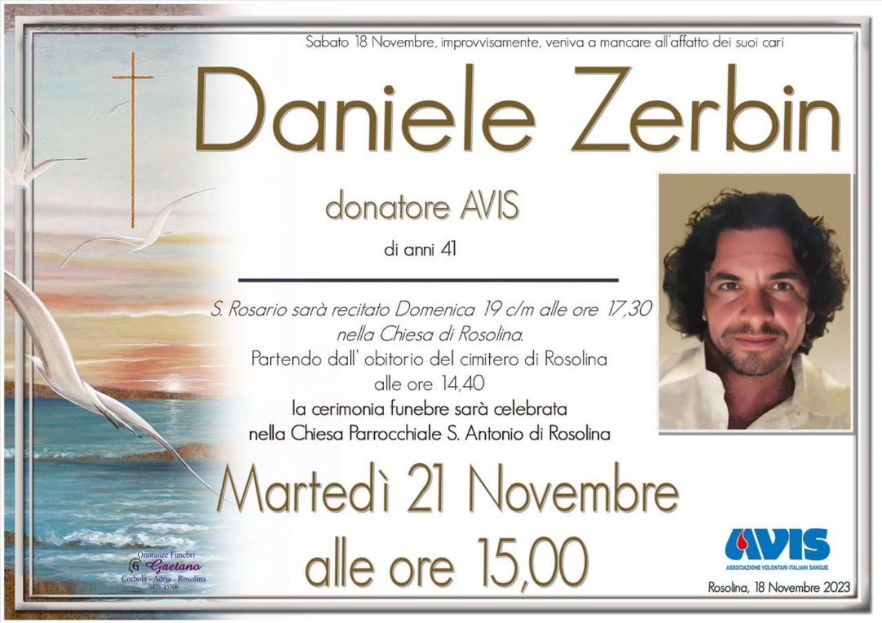 morto a 41 anni Daniele Zerbin