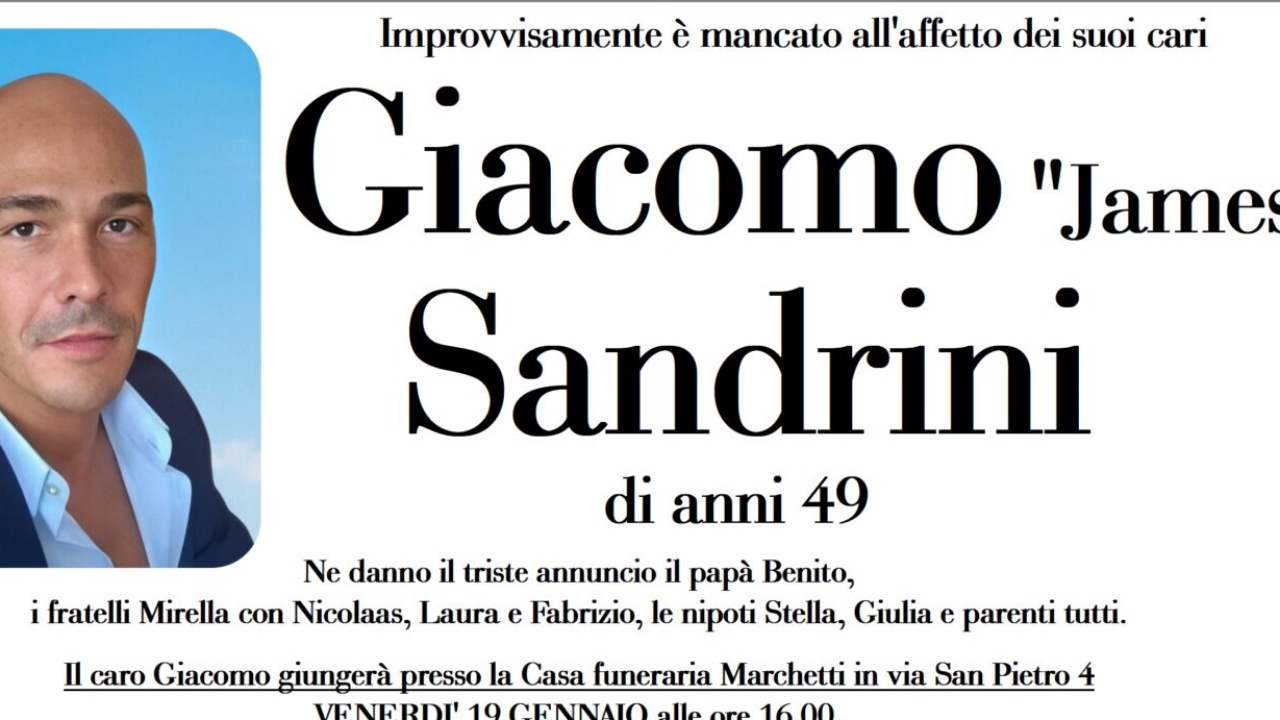 morto il 49enne Giacomo Sandrini
