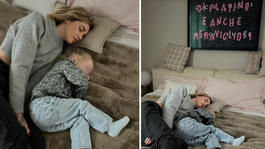 Chiara Ferragni al lunapark con i figli