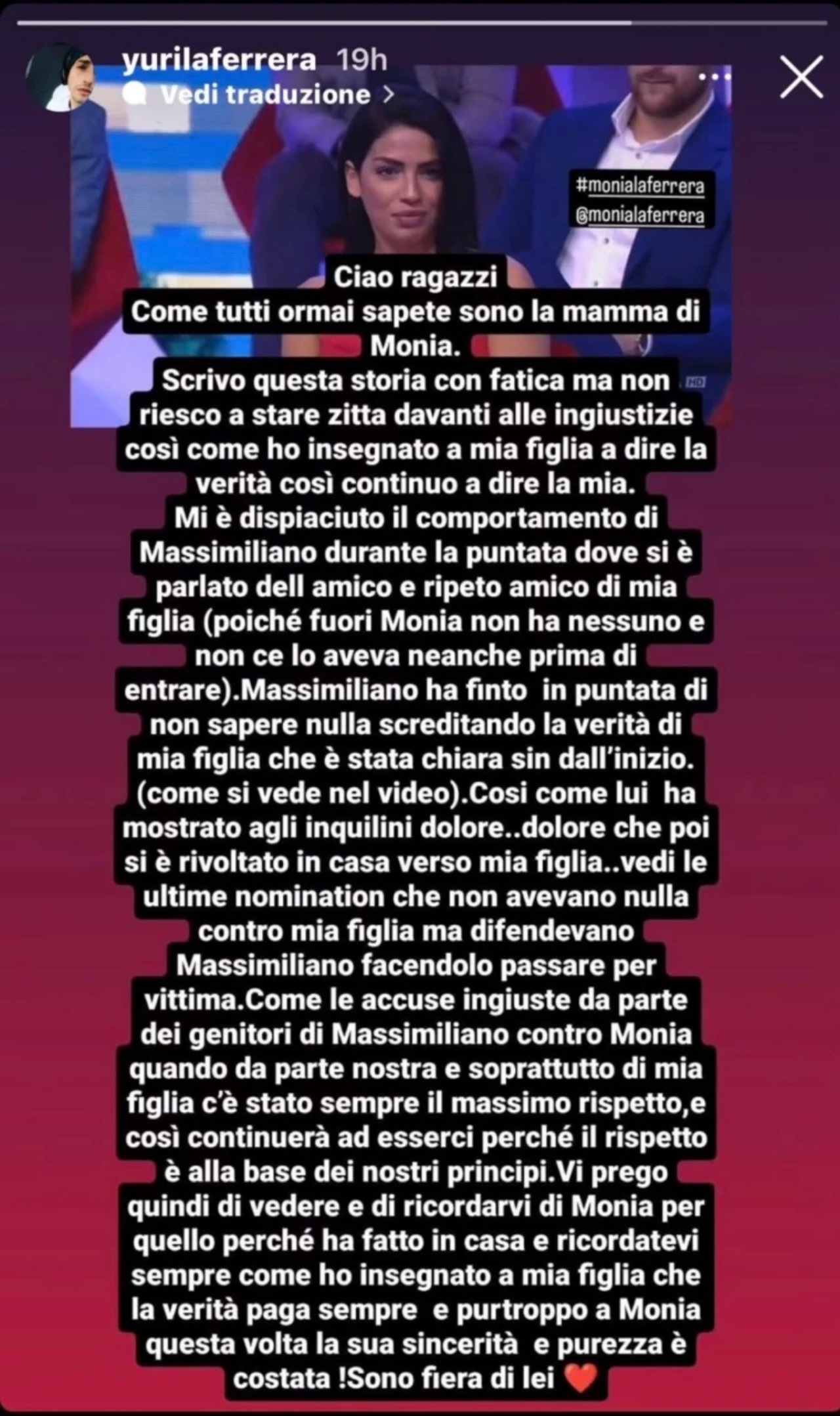 Monia La Ferrera: le accuse della madre a Massimiliano