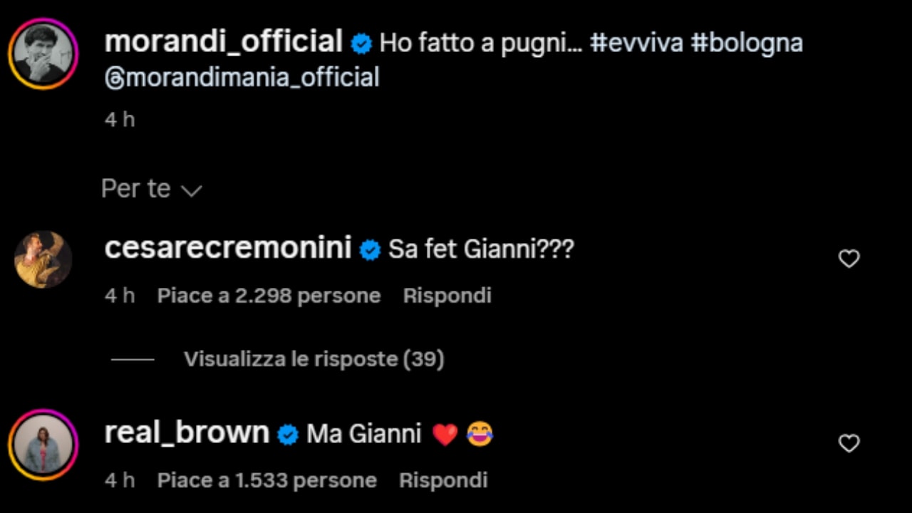 Gianni Morandi spaventa i followers su Instagram