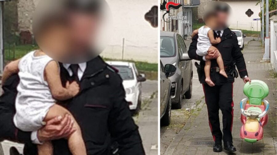 Un bambino di 3 anni si allontana da casa in triciclo