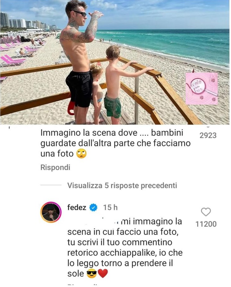 Fedez e le foto dei figli di spalle sui social