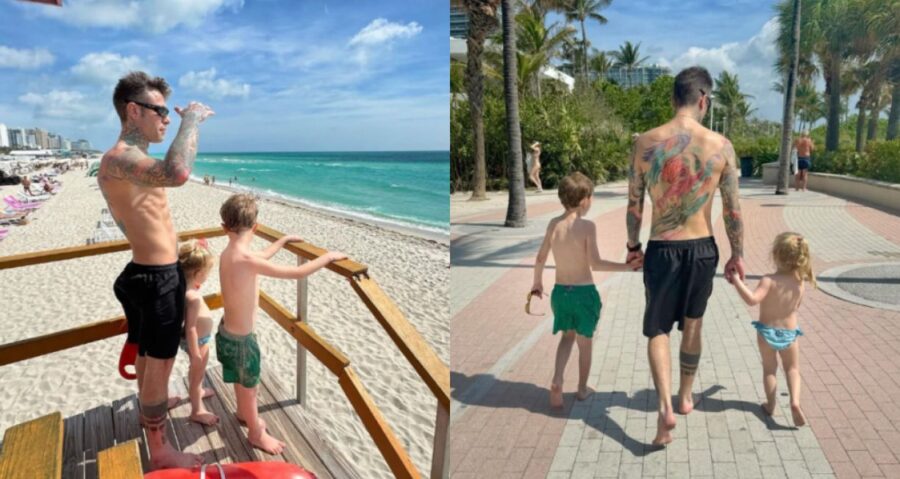 Fedez con i figli a Miami