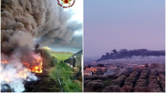Maxi incendio, a fuoco rifiuti e pneumatici, in sindaco: “tenete le finestre chiuse”