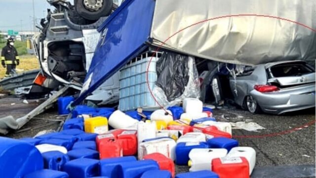 Ultim’ora, tir carico di acido travolge un’auto: il bilancio drammatico