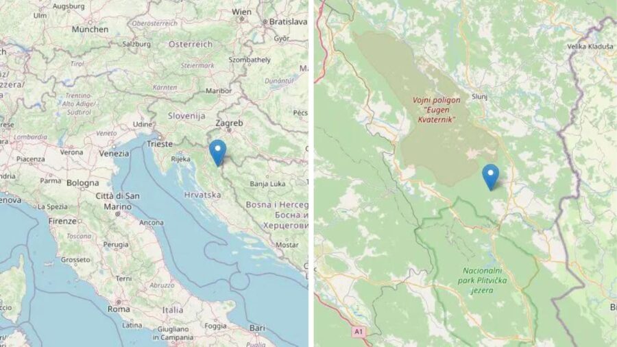La zona interessata dal terremoto in Croazia