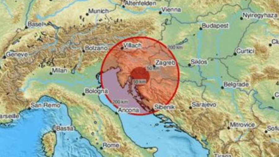 Epicentro del sisma in Croazia