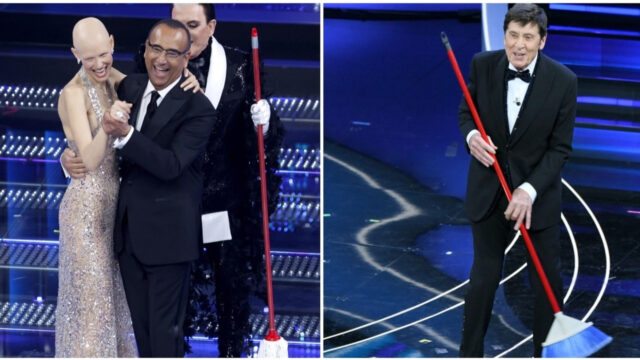 Cristiano Malgioglio imita Gianni Morandi e pulisce l’Ariston con il mocio: perché lo ha fatto 