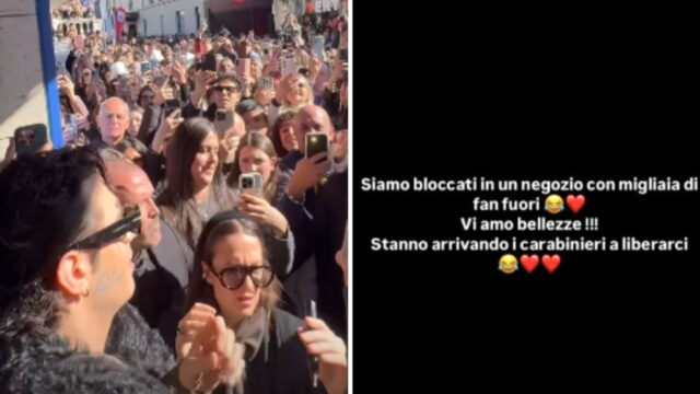 “Non posso uscire da qui, stanno arrivando i carabinieri” Achille Lauro chiuso in un negozio a Sanremo: cosa succede