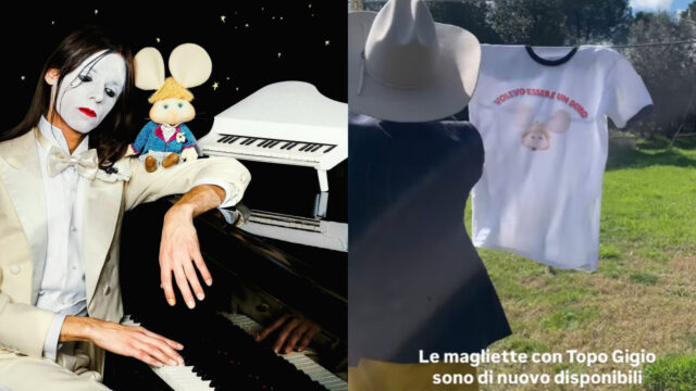 “Ora è di nuovo disponibile” Quanto costa la T-shirt di Lucio Corsi con Topo Gigio