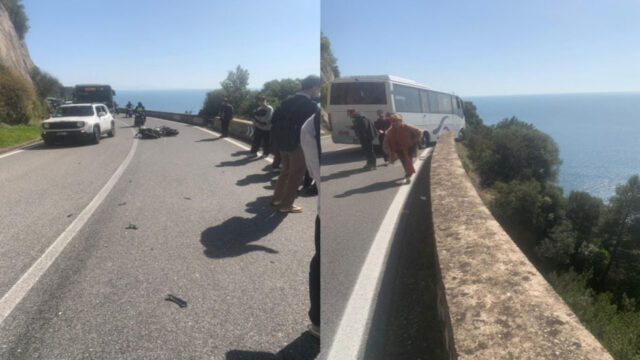 Gravissimo incidente tra bus e moto, pullman rischia di cadere: dove e cosa è successo