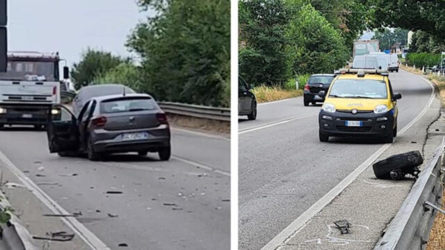 Spaventoso incidente tra un’auto e un furgone sul cavalcavia, pezzi di auto volati giù: dove e cosa è successo
