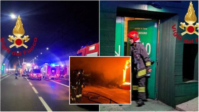 Incendio nella galleria dell’autostrada, panico tra automobilisti e fuga di massa. La situazione è seria