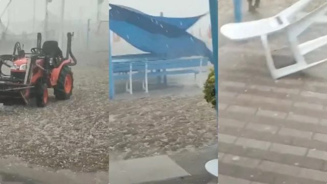 Violenta grandinata colpisce la città italiana, panico tra i bagnanti in spiaggia: costretti a scappare